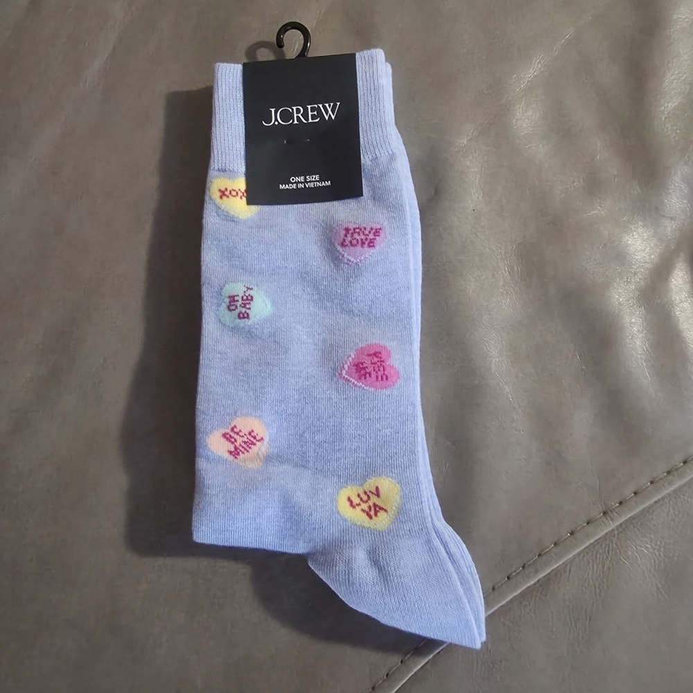 J. Crew Light Blue Love Heart Trouser Socks Unisex One Sizes